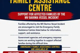 Assistance centres for family of persons on board MV Barima