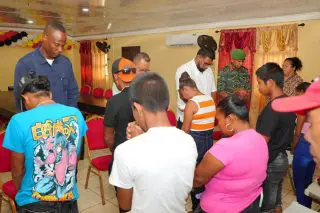 President Ali meeting with MV Barima survivors in Kaituma