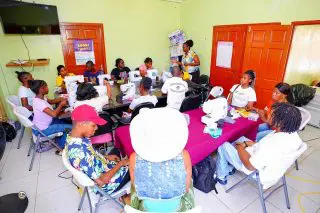22 persons with disabilities receiving garment-making training
