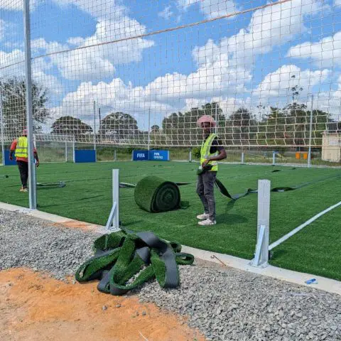 Linden’s young footballers set to benefit as FIFA-funded mini-pitch takes shape at Retrieve