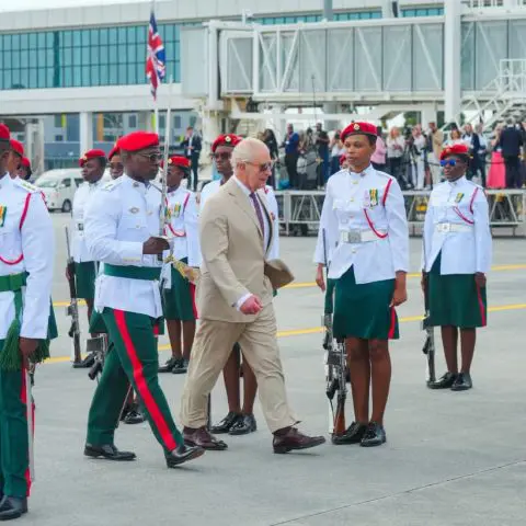 King Charles arrives to military honours, cultural celebration