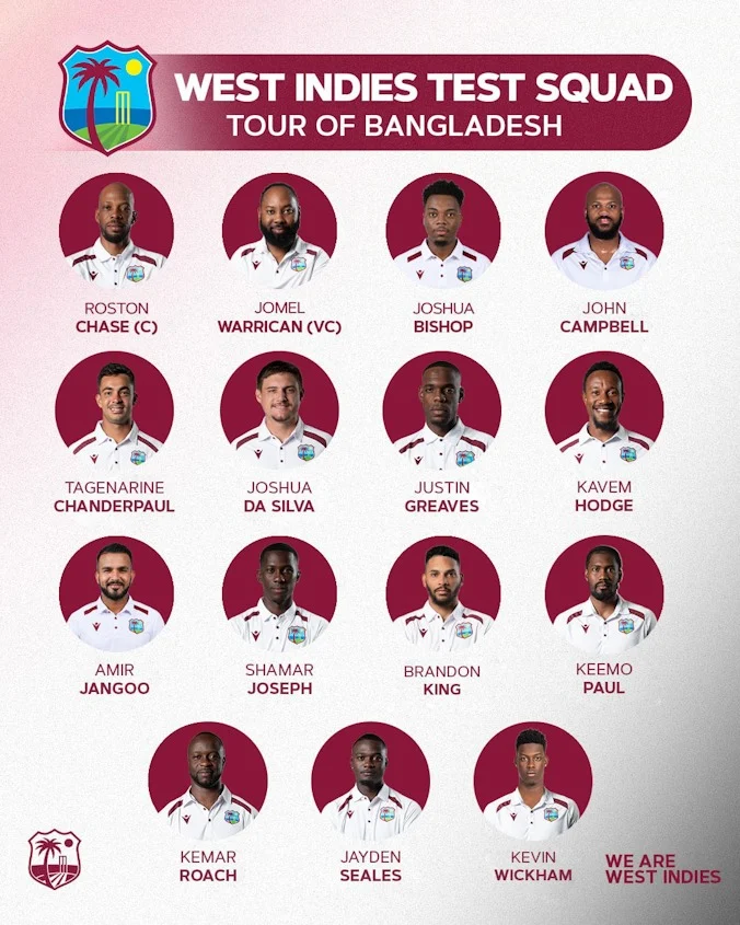 Wickham earns maiden Test call-up as West Indies name squad  to finish World Test Championship cycle in Bangladesh